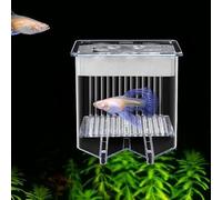 4-Layer Protective Detachable Acrylic Fry Hatching Box, Floating Mesh Isolation Aquarium Acclimation Hatchery Incubator, Help Protect Baby Fish from Predators (White, Fish Maternity Box)