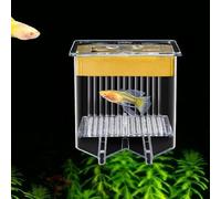 4-Layer Protective Detachable Acrylic Fry Hatching Box, Floating Mesh Isolation Aquarium Acclimation Hatchery Incubator, Help Protect Baby Fish from Predators (Yellow, Fish Maternity Box)