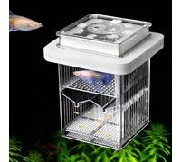 4-Layer Protective Detachable Acrylic Fry Hatching Box, Floating Mesh Isolation Aquarium Acclimation Hatchery Incubator, Help Protect Baby Fish from Predators (White, Dual Box Set)