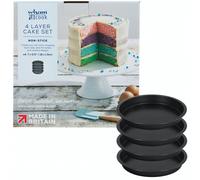 4 Layer Rainbow Cake Set : 4x 18cm (7") Cake Tins : With Recipe