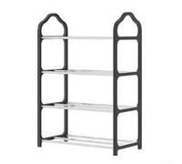4-Layer Shoe Rack 41.5x18.4x51.1cm With Dust Cover Black Tool-Free Assembly | Sturdy PP material fits various shoe types space-saving vertical design for ideal for entryway or dorm