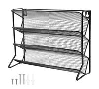 4-Layer Spice Rack Organiser, Freestanding Metal Spice Storage Shelf, Tidy Condiment Holder for Kitchen, Countertop, Cupboard, Pantry, or Hanging On Cabinet Doors Or Walls(Black)