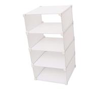 4-Layer White Resin Wardrobe Rack - Clothes Storage Shelf & Cabinet Divider for Bedroom Closet Organization Durable Organizer for Efficient Space Management