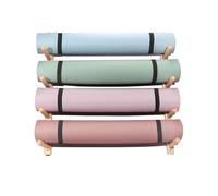 4 Layers 73cm/28.7inch,Wooden Yoga Mat Storage Rack, 2-9 Tier Roller Storage Holder Wall Mount, Large Capacity Exercise Mats Display Stand Wall Yoga Shelf for Gym Studio Office Foam