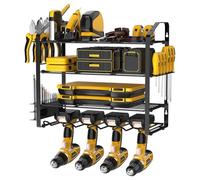 4 Layers Power Tool Organizer Storage Rack, Wall Mount Drill Holder For Power Drill Tools, Space Saving, Sturdy And Durable, Easy To Install, Add More Storage Space To Garage, Home, Workshop, Etc
