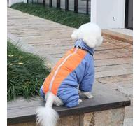 4 Legged Warm Dog Jacket, Windproof Full Body Dog Snowsuit, Cold Weather Dog Puffer Jacket with Reflective Strip for Small Medium Large Dogs,haze blue,L