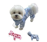 4 Legs Small Dog Raincoat,Waterproof Hooded Double Zip Dog Rain Jacket Adjustable Puppy Poncho Jumpsuit Rainwear for Small Medium Dogs_3XL(Blue)