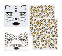 4 Leopard Print Bronzing Stickers, Temporary Facial Tattoos, Masquerade Props, Suitable For Theme Party Dress-Up, Holiday Celebrations.
