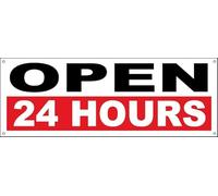 4 Less Co 18x48 Inch OPEN 24 HOURS Vinyl Banner Sign with Grommets wrb