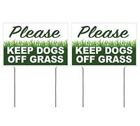 4 Less Co 8x12 Inch PLEASE KEEP DOGS OFF GRASS Yard Sign with Stake - 2 PACK