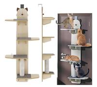 4-Level Cat Climbing Shelf, Door-Mounted Pet Play & Sleep Tower, Supports Up to 10Kg, Space-Saving Cat Furniture for Indoor Cats