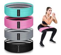 4-Level Exercise Band Set, Non-Slip Resistance Bands for Legs & Glutes, Multi-Colored Fabric Workout Booty Bands for Men & Women, Home Fitness, Rehab, Yoga, Pilates