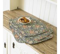4 Licensed William Morris Compton Quilted Cotton Floral Place mats/Table mats
