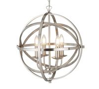 4 Light Cage Frame Orb Pendant Satin Silver