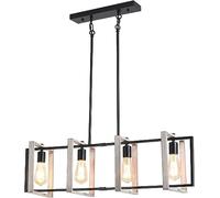 4 Light Kitchen Island Linear Pendant Light, Farmhouse Dining Room Light Fixtures Over Rable Rustic Rectangle Chandelier Farmhouse Kitchen Light Fixtures Kitchen Hanging Lights