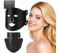 4 Light Red Light Face & Neck Mask, Rechargeable Beauty Mask Eye Protection | Features red, blue & 850nm NIR light. 3000mAh rechargeable battery with eye protection for home facial care