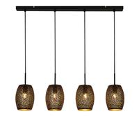 4 Lights Bar Black Cut Metal Golden Inner Shade Ceiling Fitting Pendant Light