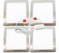 Loops 4x BRUSHED NICKEL Ultra-Slim Square Under Cabinet Kitchen Light & Driver Kit - Warm White Diffused LED in Metallics Loops Metallics