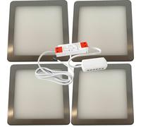(4 Lights & Driver) BRUSHED NICKEL Slim Square Under Cabinet Light & Driver - Natural White LED
