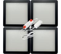 Loops 4x MATT BLACK Ultra-Slim Square Under Cabinet Kitchen Light & Driver Kit - Natural White Diffused LED Loops Black