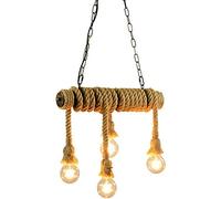 4-Lights Industrial Rope Chandeliers Pendant Light Lighting Fixture Steampunk Metal Water Pipe Lights Loft Bar Ceiling Lamp Pastoral Antique Lighting E- Rustic Retro Pend,Hanging Light