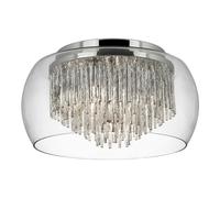 4 Lights Spiral Tubes Ceiling Flush Fitting Light Glass and Chrome Trim Shade