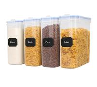 4 Litre Cereal Containers, Set of 4 Airtight 4L Food Storage Dispensers