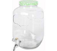4 Litre Glass Drinks Dispenser with Tap & Lid Water Juice Cocktail Punch (Green)
