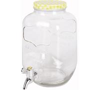 4 Litre Glass Drinks Dispenser with Tap & Lid Water Juice Cocktail Punch (Yellow)