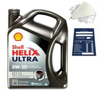 4 Litre Original Shell Helix Ultra Ect 5W30 C3 Engine Oil 550042845 Acea 03 Set