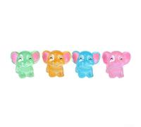4 Luminous Elephant Resin Figures Miniature Garden Decor That Glows in the Dark (E)
