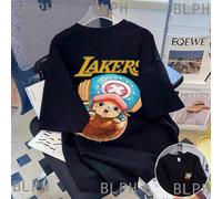 (4, M) Black T-shirt Printed Luffy Parent-child T-shirt: One Piece Genuine Authorized, Adult And Children's Fashion Sports Top