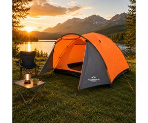 4 Man Camping Tent Waterproof With Porch Dome Tent 2000mm 4 Person Milestone