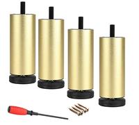 4 Metal Furniture Legs,Adjustable Table Legs,Aluminum Alloy,Non-Slip Sofa Legs,Triangular Stable Design,Simple Style,Various Sizes,Gold,20cm