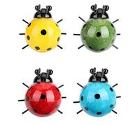 4 Metal Ladybug Decoration, Wall Art Metal Ladybird Garden Decorations, Cute Hanging Ladybug For Fence for Hanging WallArt Garden Lawn Decor Indoor Outdoor Wall Sculptures
