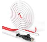 4 meter One-Cord Channel,Self-Adhesive Cable Cord Cover,Soft PC Tv Cord Hider Cable Management System,Floor Cord Cover,Wire Cover Home Office, 2 x 15mm (W) x 10mm (H) x 2meter (L), White