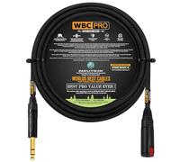 4 Meter - WBC-PRO-QUAD Ultra-Silent, Ultra-Flexible, Balanced Star-Quad Headphone Extension Cable with ¼” (6.35mm) Neutrik Male TRS Plug to Locking Female TRS Jack & Black Tweed Jacket