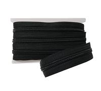 4 Meters Continuous Nylon Zipper + 10 10# Metal Slider Sliders, Zipper for Sewing Clothes, Sewing Zipper, Zipper by The Meter, (4 Meters, Black4)
