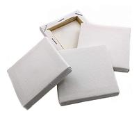 4 Mini Blank Framed Canvas Panels 7x7 cm Square Small Stretched 100% Cotton for Artists Painting with Acrylic Oil or Water Based Double Primed Pre-Stretched Frame Boards