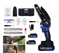 4" Mini Chainsaw, Cordless Chainsaw Brushless, Electric Power Chain Saw with 2 Chains, 2 Batteries & Charger, Battery Operated Chainsaw Handheld Electric Pruning Chainsaw for Tree Branch Wood Cutting