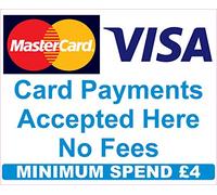 £4 Minimum spend Credit Card Mastercard Visa Payment Stickers x3 Shop Taxi ice cream van