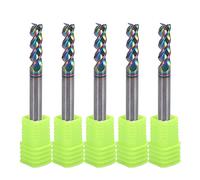 4 mm Carbide Square End Mill for Aluminium Copper Applications, 3 Flute, Cutting Diameter, 4 mm Shank, DLC Coating, CNC Router Bits, End Milling Bits, U-Type Design, 5-Pack (4 x 4 x 12 mm)