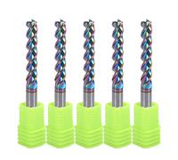 4 mm Carbide Square End Mill for Aluminium Copper Applications, 3 Flute, Cutting Diameter, 4 mm Shank, DLC Coating, CNC Router Bits, End Milling Bits, U-Type Design, 5-Pack (4 x 4 x 22 mm)