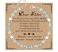 4 mm Natural Moonstone Beads Bracelet for Women Mum Birthday Christmas Thanksgiving Mother's Day Gift Jewellery Gift Stainless Steel Adjustable Bracelet for Best Friend Sister, No gemstone