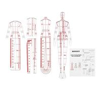 4 Models Fashion Sketching Templates, Fashion Illustration Rulers, Sewing Humanoid Patterns Design, Clothing Measuring French Curve Rulers A4 Pattern Paper Draft Drawings