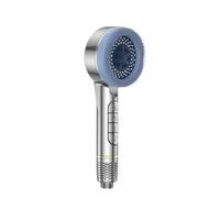 4 Modes Self-Cleaning Shower Head with Silicone Brush One-Key Stop Water Massage High Pressure ABS Showerhead with Filter(8Pcs Filter)