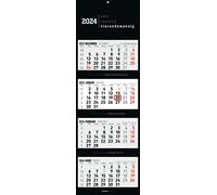 4-Month Calendar Black 2024 - Office Calendar 33 x 20 cm (Closed), 33 x 100 (Open) - Foldable - with Date Slider - Alpha Edition
