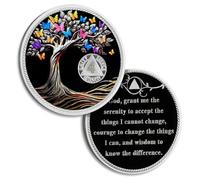 4 Months Sobriety Coin Butterfly Tree of Life AA Chips and Medallions,Sobriety Recovery Chip Sober Token Sobriety Gifts for Men Women Celebrating Alcoholics Anonymous Recovery