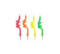 4 Multicolored Swirl Birthday Candles 8 cm