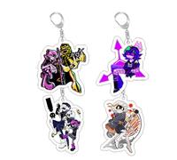 4 Murder Dron Keychain Murder Dron Cyn Uzi Figure Keyring Pendant Cool Acrylic Car Accessories Chain Set for Fans